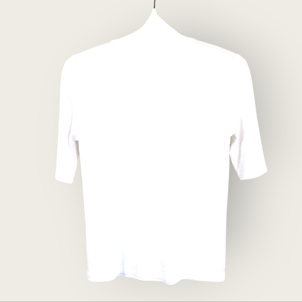 VINCE Elbow Sleeve Half Zip Tee Top In Off White Small EUC - Picture 6 of 10